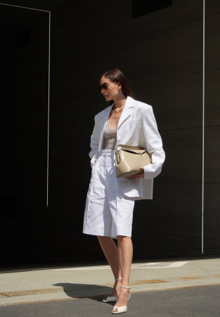 Пиджак классический из смешанного льна белый